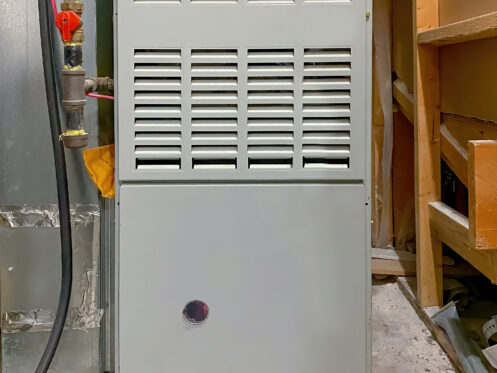 A gas furnace in the basement of a Dallas home